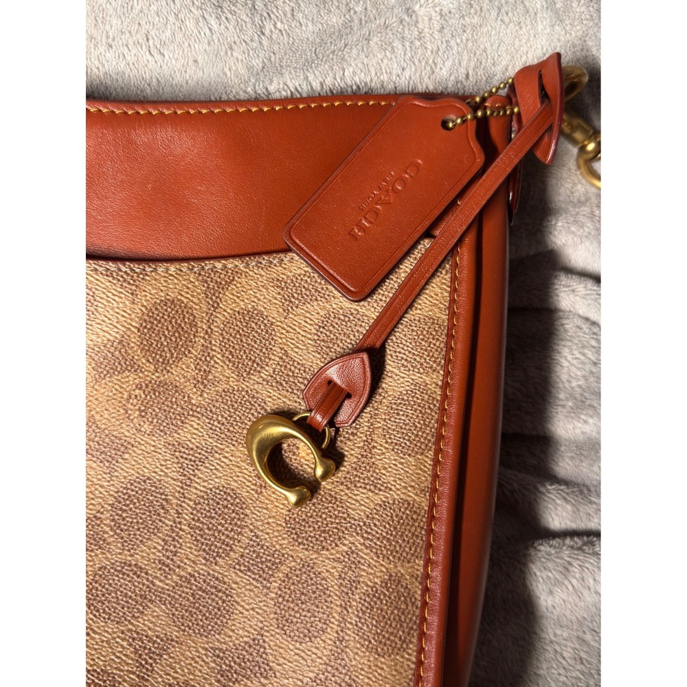 Coach Chaise Crossbody Bag Signature Coated Canvas Leather Tan Brown C8487 - Picture 5 of 15